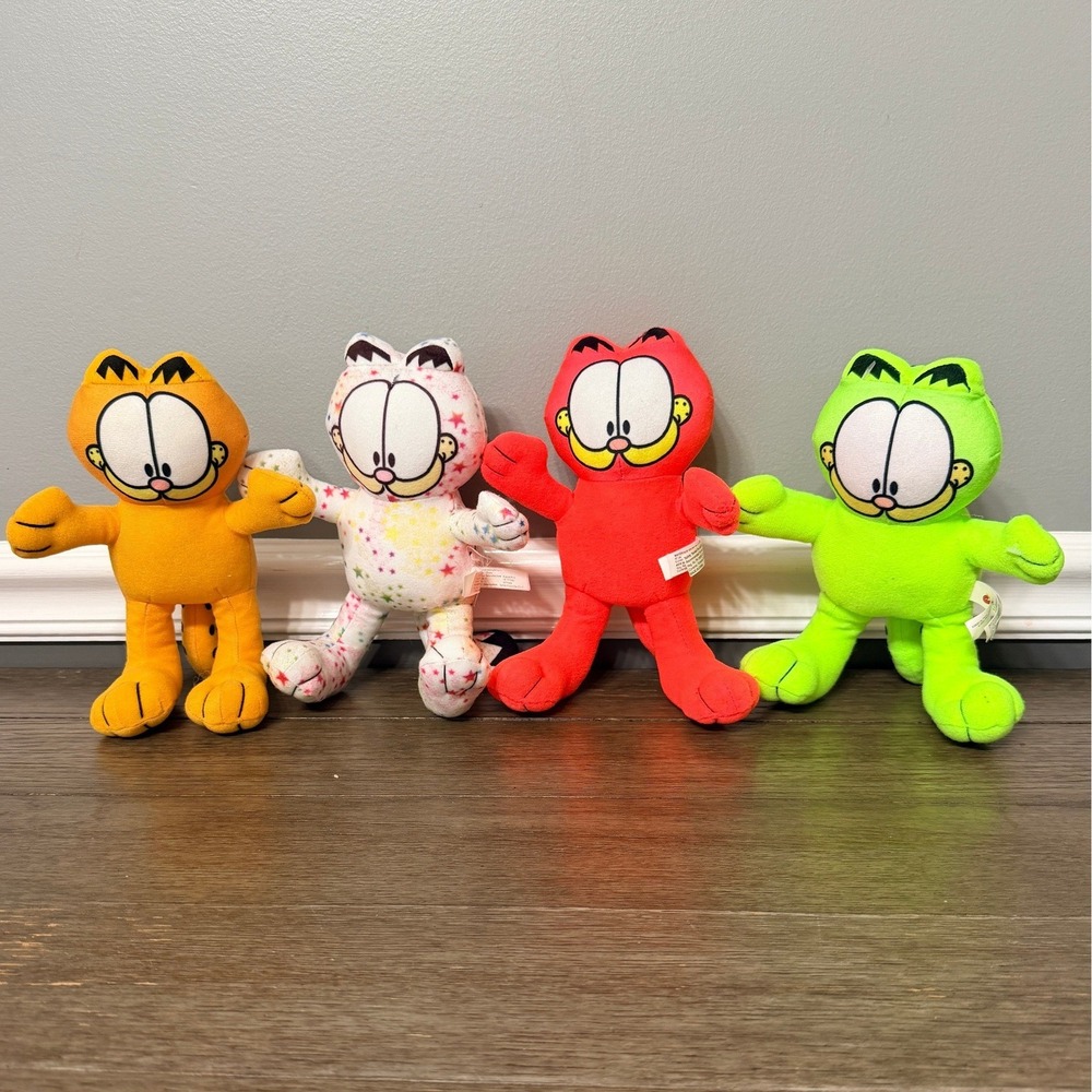 Garfield Plush Lot of 4 Paws Nickelodeon Orange Red Green Star Pattern